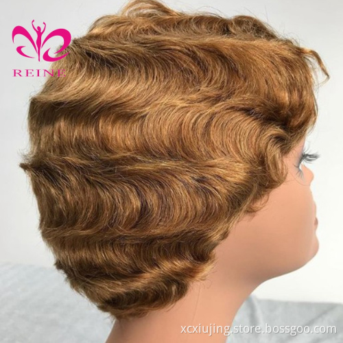 Human Hair Pixie Cut Machine Made Wigs With Baby Hair Brazilian short Hair Wigs